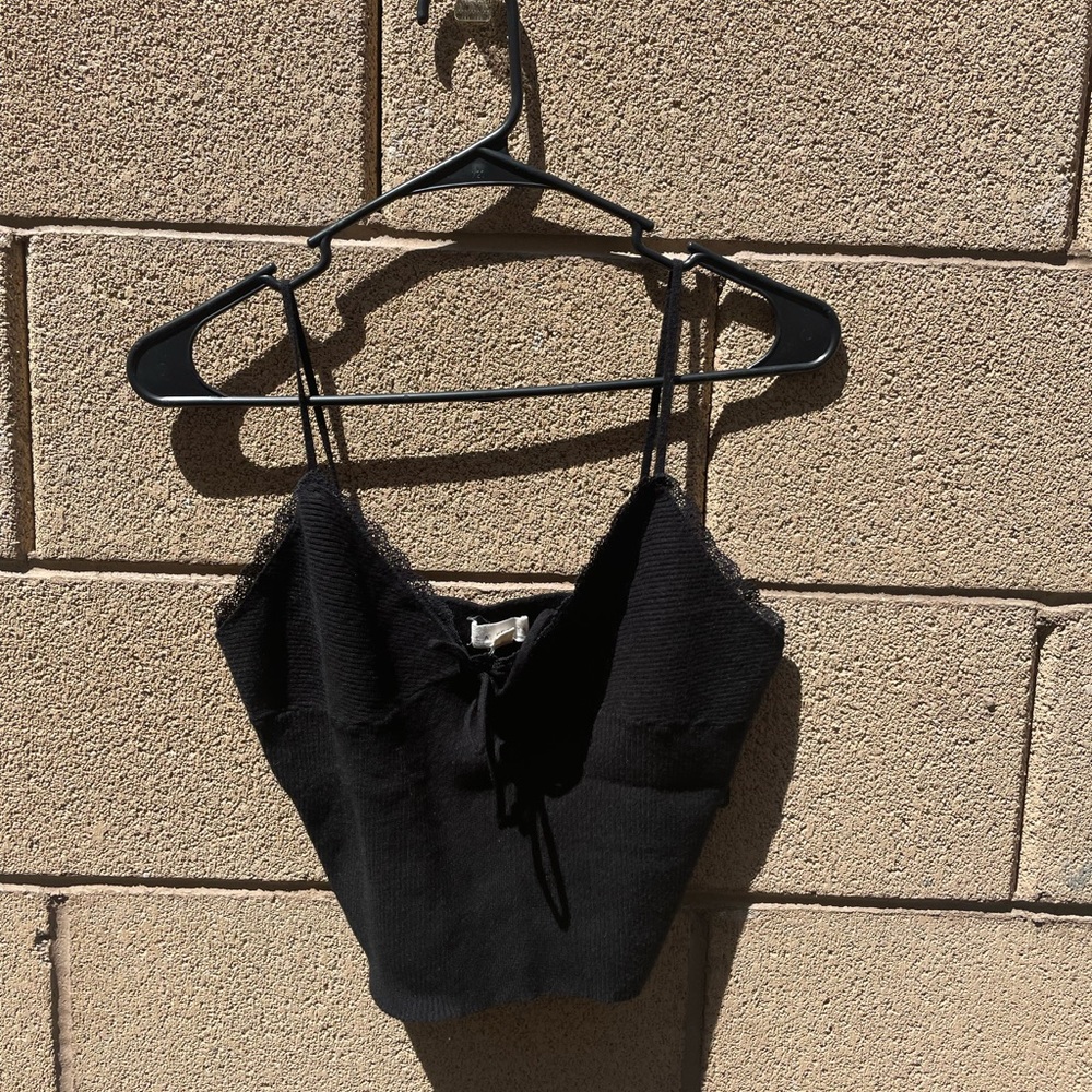 Black Lace Ribbed Tank